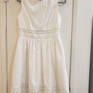 Ted Baker London A-line White Lace Panel Dress - Rose Gold Tone Zip -  Size 3